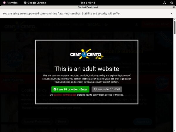 Cento X Cento Password Site